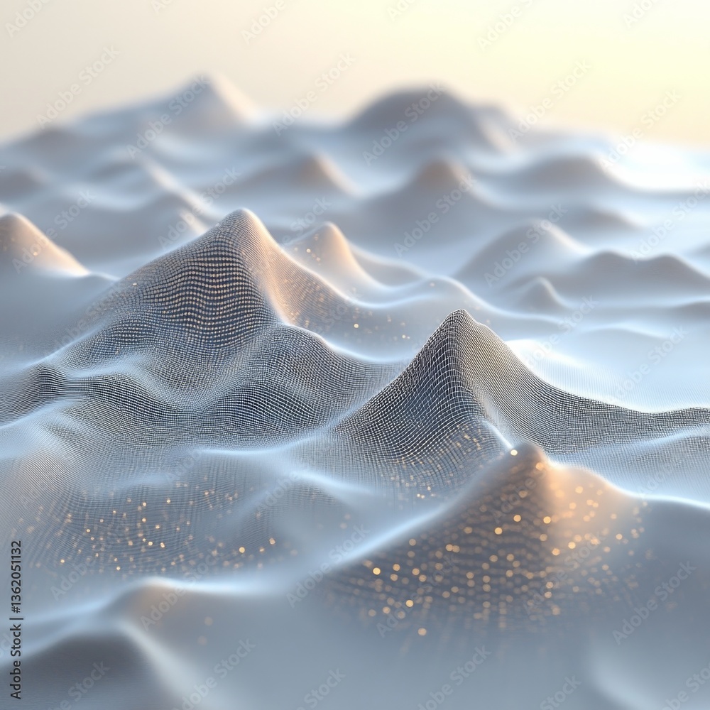 Poster Abstract Landscape of Digital Dunes with Golden Accents and Subtle Gradient Background