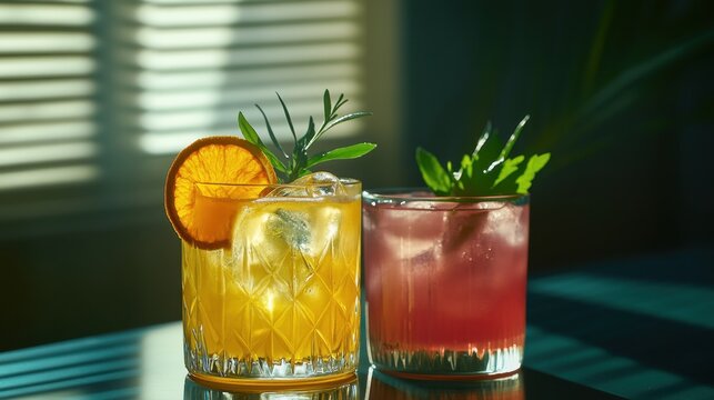 Sunny cocktails on the table