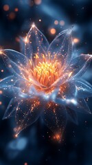 A beautiful and glowing digital illustration of a stunning flower