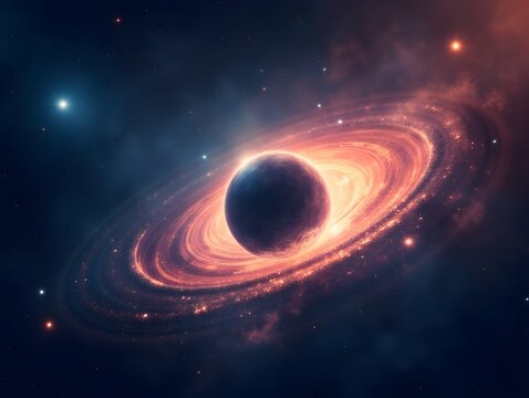 Cosmic Ring and Celestial Stream Abstract Space Art