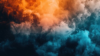 Fototapeta premium Dark grainy gradient background orange white blue teal blurred noise texture header poster banner landing page backdrop design illustration
