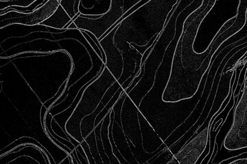 Old geological map black with white lines as background, contour the map