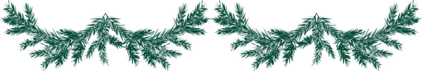 Christmas pine tree branch border © Elena Efremova