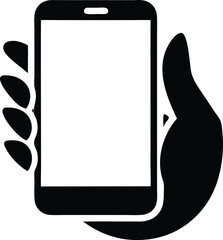 Smartphone in hand simple icon. Vector illustration