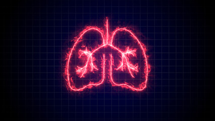 Glowing neon line lungs icon isolated. The appearance of the neon glowing symbol lungs.