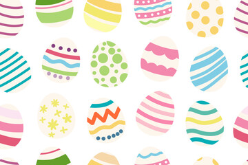 Easter eggs seamless pattern. Cute painted Easter eggs pattern. Stock vector holiday illustration isolated on white background.