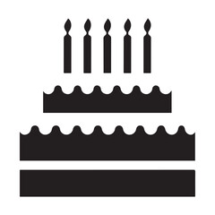 Birthday cake vector silhouette black, birthday cake icon. with white background