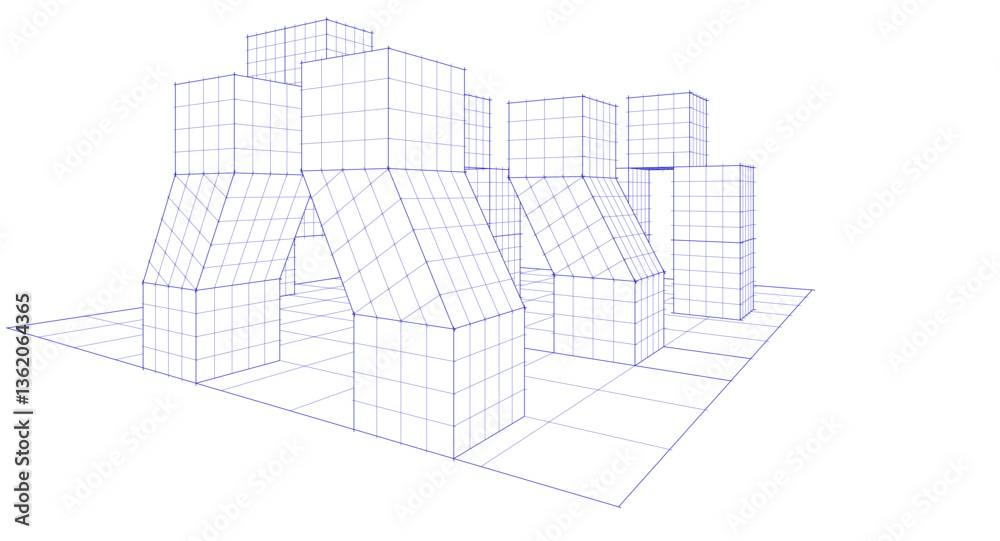 Poster abstract modular architecture 3d rendering