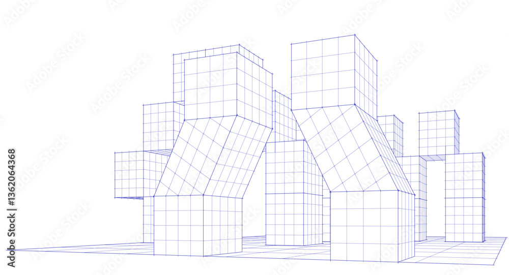 Poster abstract modular architecture 3d rendering	
