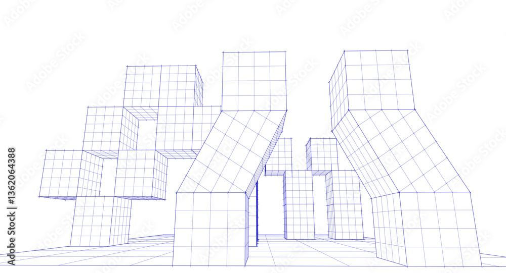 Poster abstract modular architecture 3d rendering	

