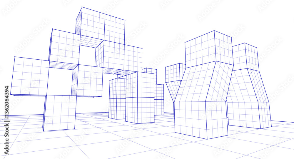  abstract modular architecture 3d rendering