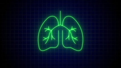 Neon human Lung and kidney icon animation. Neon kidney icon. Glowing neon line Lungs icon isolated on black background.