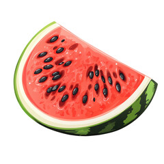 Vibrant watermelon slice with dark seeds isolated on transparent background