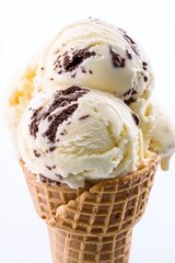 Ice Cream Cone with Chocolate Chips Delightful Frozen Dessert Treat