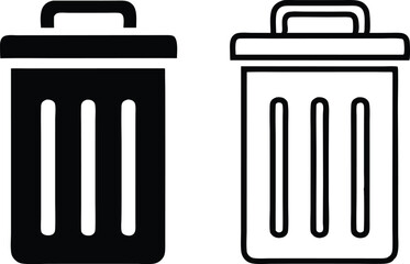 Bin icon set. Trash can, delete button. Vector