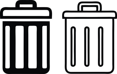 Bin icon set. Trash can, delete button. Vector