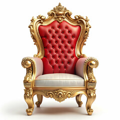 Royal throne chair isolated on transparent background  
