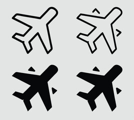 Plane icon. Plane symbol set. Airplane flat and line icons. Vector