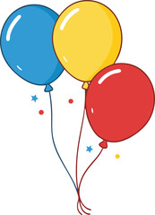Naklejka premium Balloons. Three colored balloons. Vector illustration