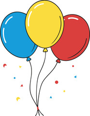 Balloons. Three colored balloons. Vector illustration