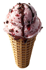 Delicious Chocolate and Strawberry Ice Cream Cone
