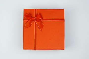  Festive Red Present with Golden Ribbon