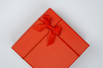  Festive Red Present with Golden Ribbon