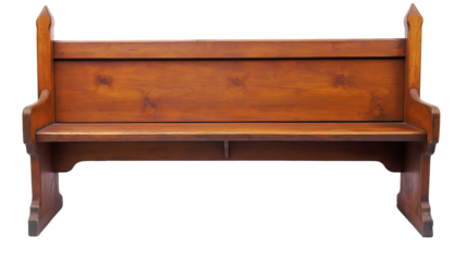 wooden bench isolated on transparent white background, clipping path