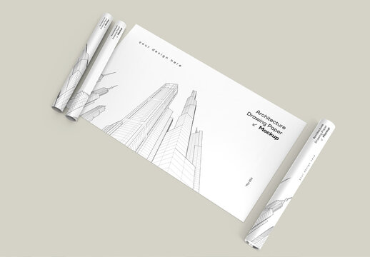 Architecture Drawing Paper & Roll Mockup