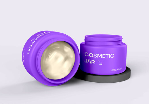 Two Stacked Cosmetic Jars Mockup