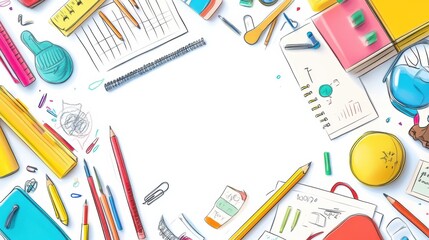 Teacher and school supplies doodle