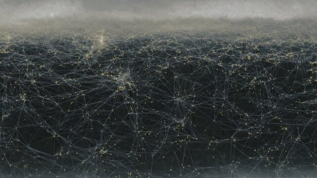 Creation of a neural networks concept animation. Weight and bias adaptation during machine learning process and back-propagation. 