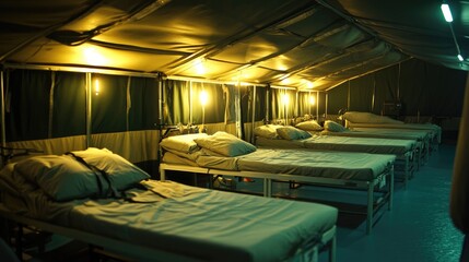 Emergency Field Hospital at Night