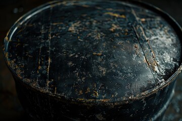 Fototapeta premium Close-up of a weathered black barrel