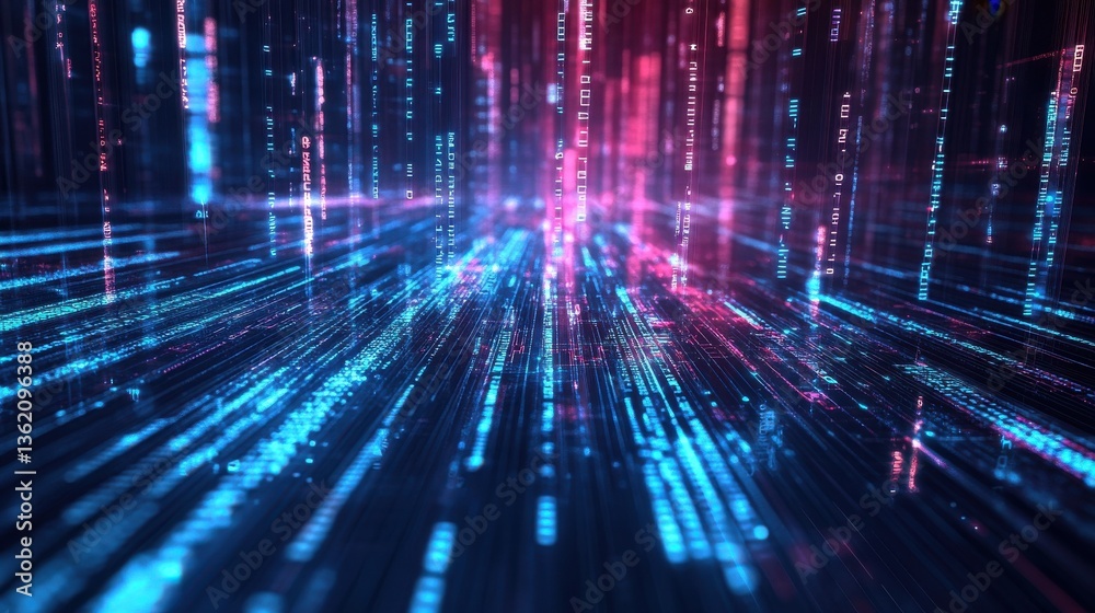 Poster abstract big data visualization. big data code representation. futuristic network or business analyt
