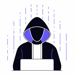 Hacker & Matrix Code Vector - Cybersecurity Digital Art