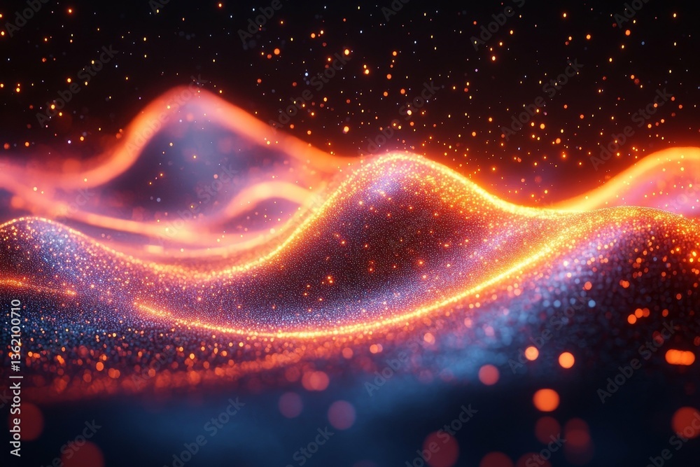 Canvas Prints abstract glowing particles wave design