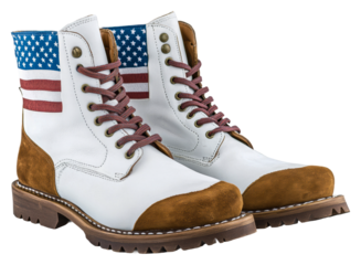 Stylish american flag boots urban fashion footwear street view isolated on transparent background
