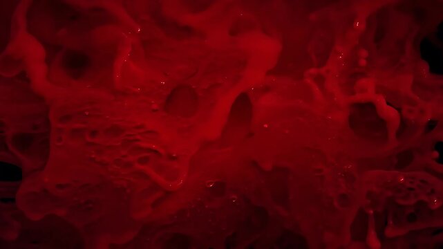 A deep red organic texture resembling blood or a biological mass creates a dark and eerie atmosphere. The rich color and abstract pattern evoke themes of horror, mystery, and the unknown.
