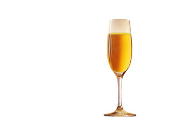 A Celebratory Glass Of Sparkling Golden Champagne, Effervescent And Bright Against A Pure Isolated on Transparent Background