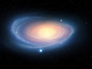 Young galaxy in an ancient universe. Spiral galaxy at the beginning of its evolution. Galactic arms of gas and stars.