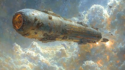 A steampunk-inspired airship, soaring through the clouds, its brass gears and billowing sails powered by the dreams of adventurous souls. 