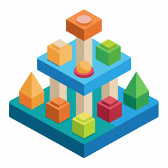 Obraz premium interactive shape sorter with geometric blocks