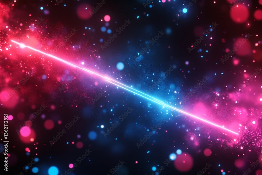 Poster colorful laser beams creating a vibrant visual display against a dark background in a digital art pi