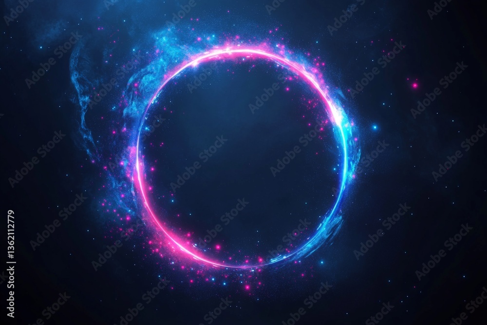Aufkleber circular cosmic phenomenon displaying vibrant colors in a dark surrounding space evokes wonder and m