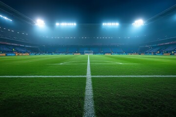 Fototapeta premium Empty Stadium at Night - Football Field