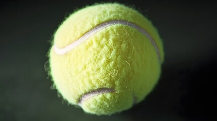 Close-up Macro Shot of a Fuzzy Yellow Tennis Ball