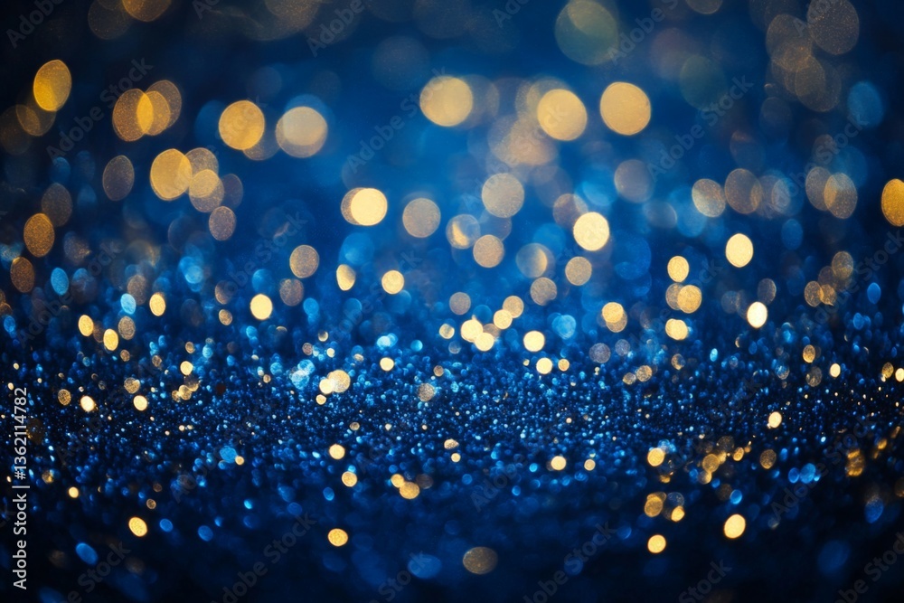 Poster shimmering blue and gold bokeh effect creates a magical and enchanting atmosphere for celebratory ev