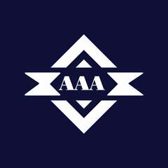 Abstract AAA Monogram Logo Design on Blue Background
