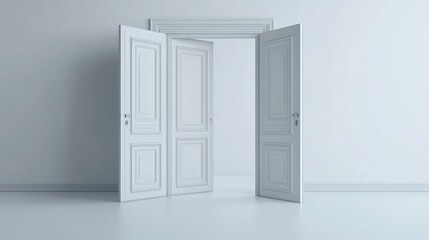Fototapeta premium Open doors in a minimalist setting